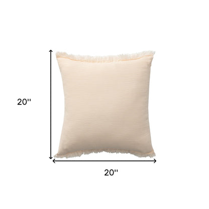 Orange Striped Cotton Down Pillow w/ Fringe