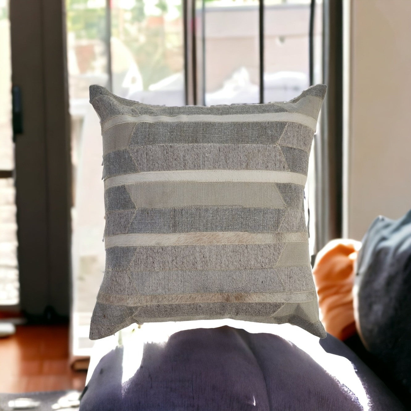 Gray Chevron Wool Blend Down Pillow