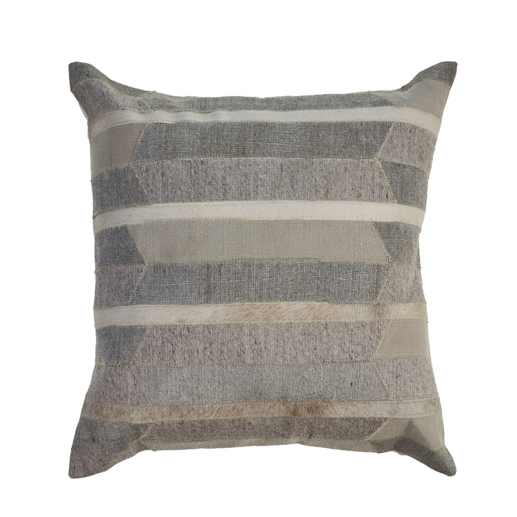 Gray Chevron Wool Blend Down Pillow