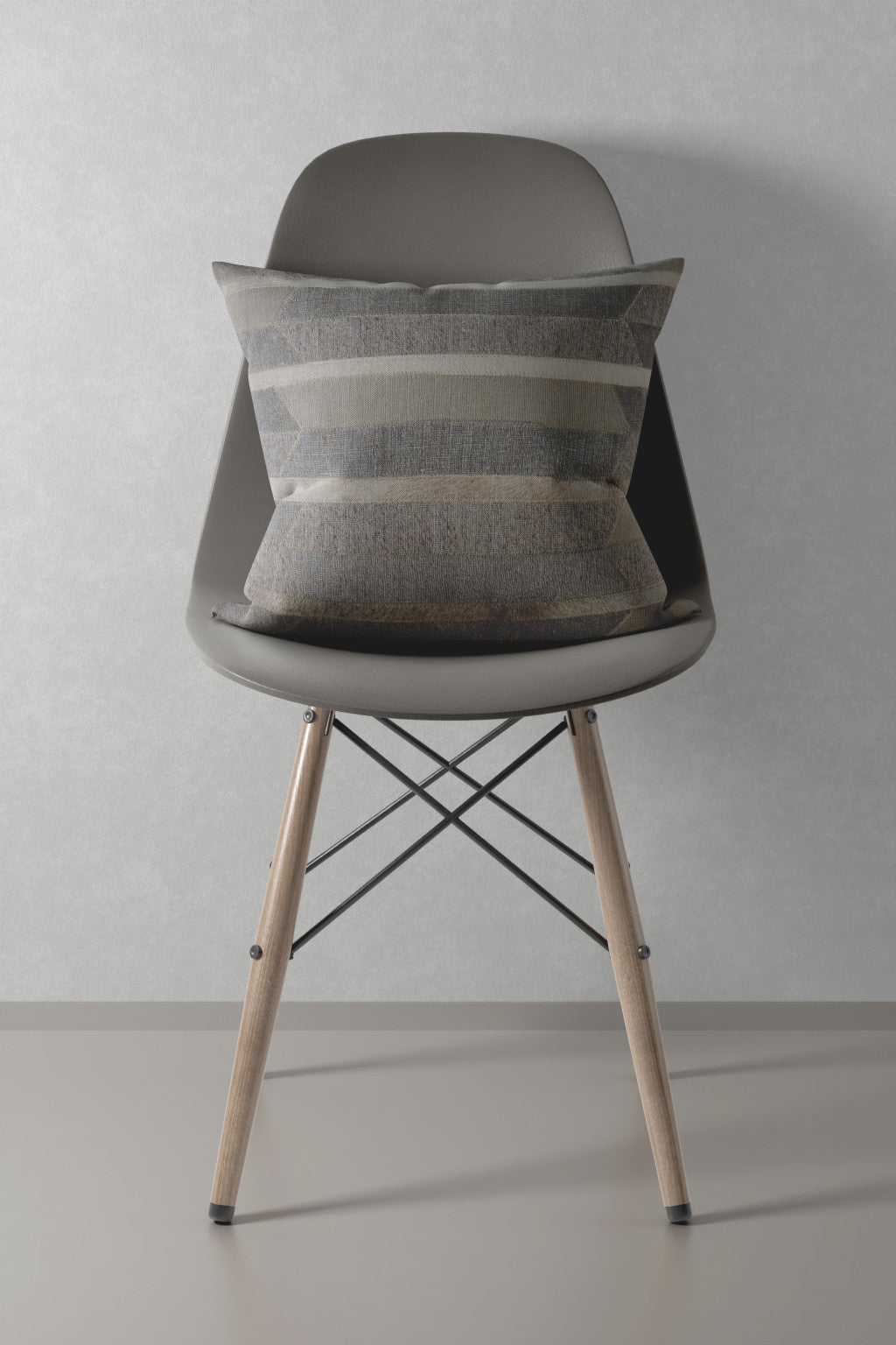Gray Chevron Wool Blend Down Pillow