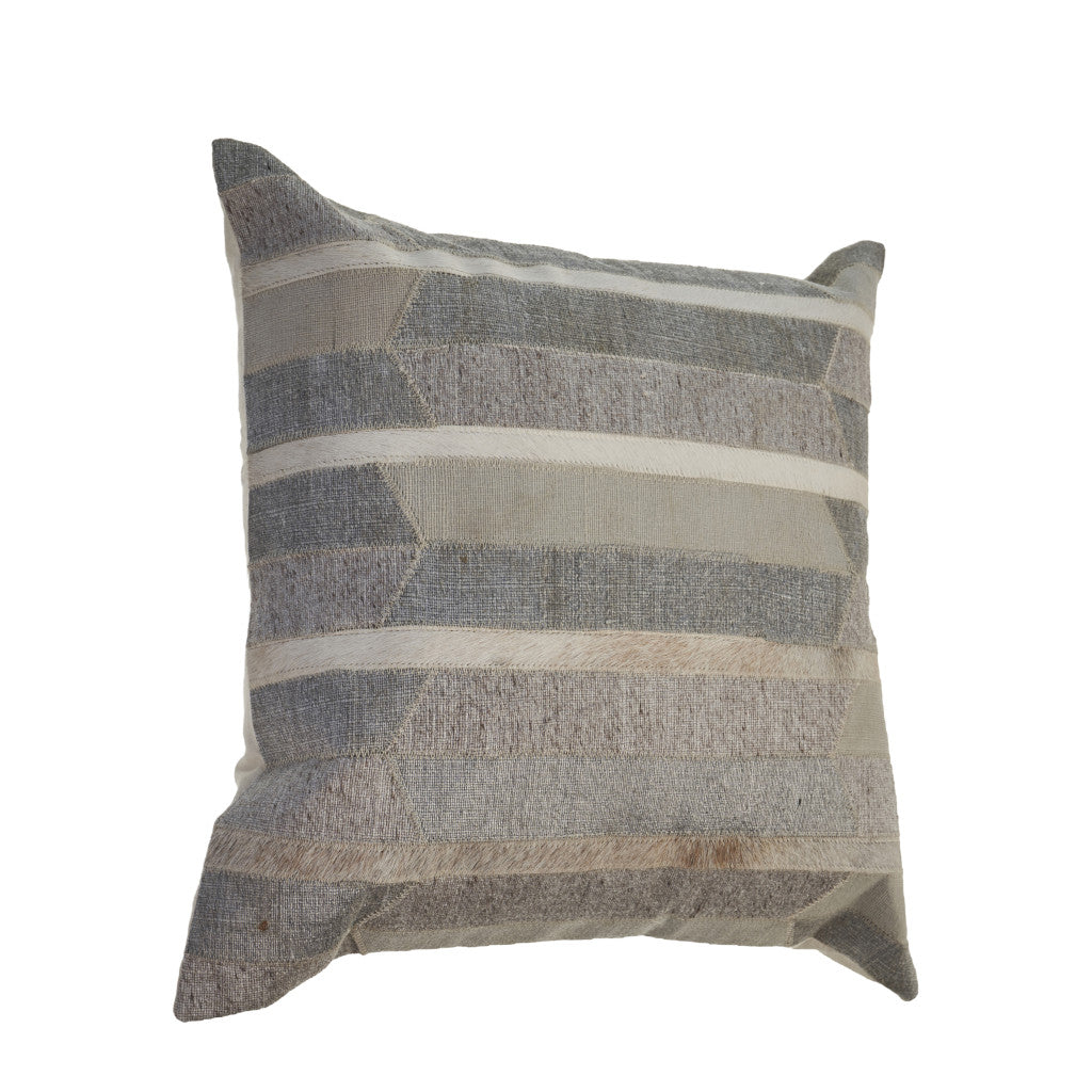 Gray Chevron Wool Blend Down Pillow