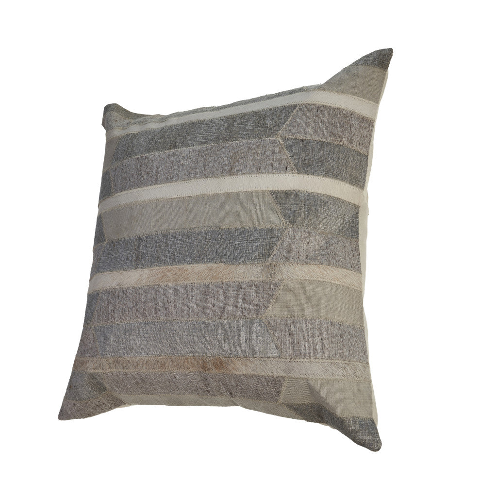 Gray Chevron Wool Blend Down Pillow