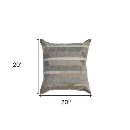 Gray Chevron Wool Blend Down Pillow