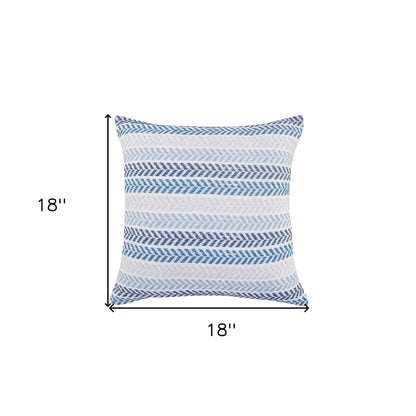 Blue Beach Chevron Cotton Pillow