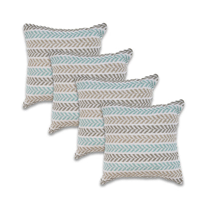 Blue Beach Chevron Cotton Pillow