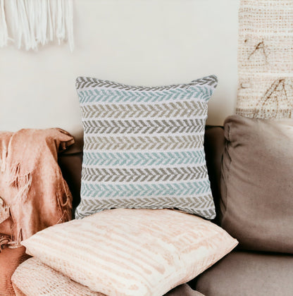 Blue Beach Chevron Cotton Pillow
