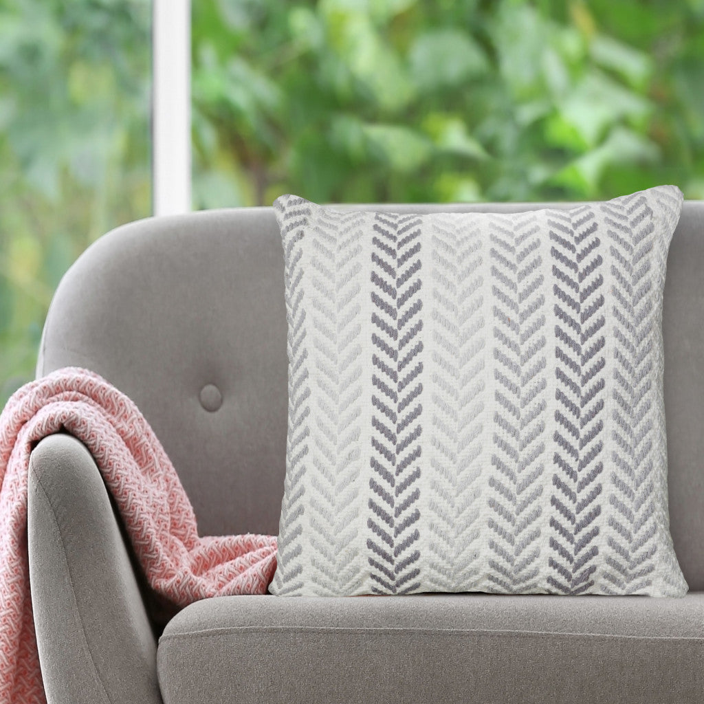 Gray Beach Chevron Cotton Pillow