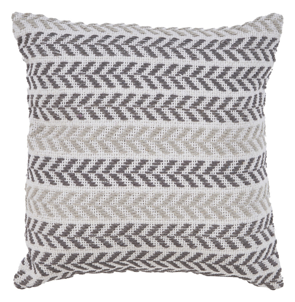 Gray Beach Chevron Cotton Pillow
