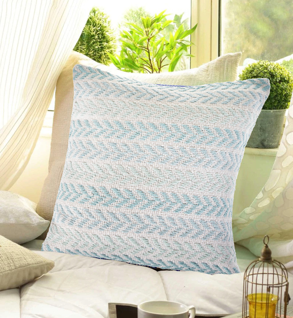 Blue Beach Chevron Cotton Pillow