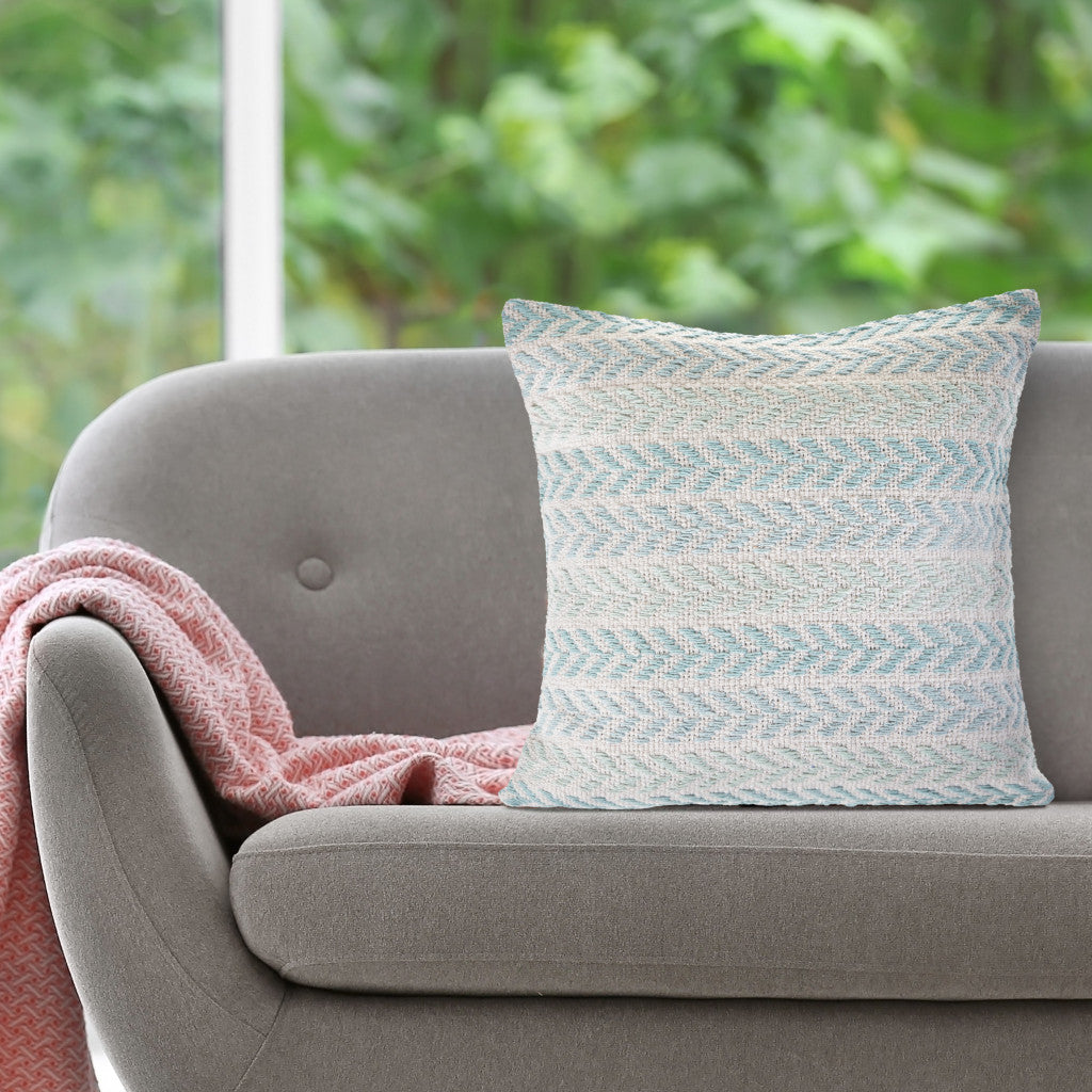 Blue Beach Chevron Cotton Pillow