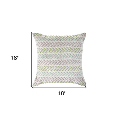 Green Beach Chevron Cotton Pillow