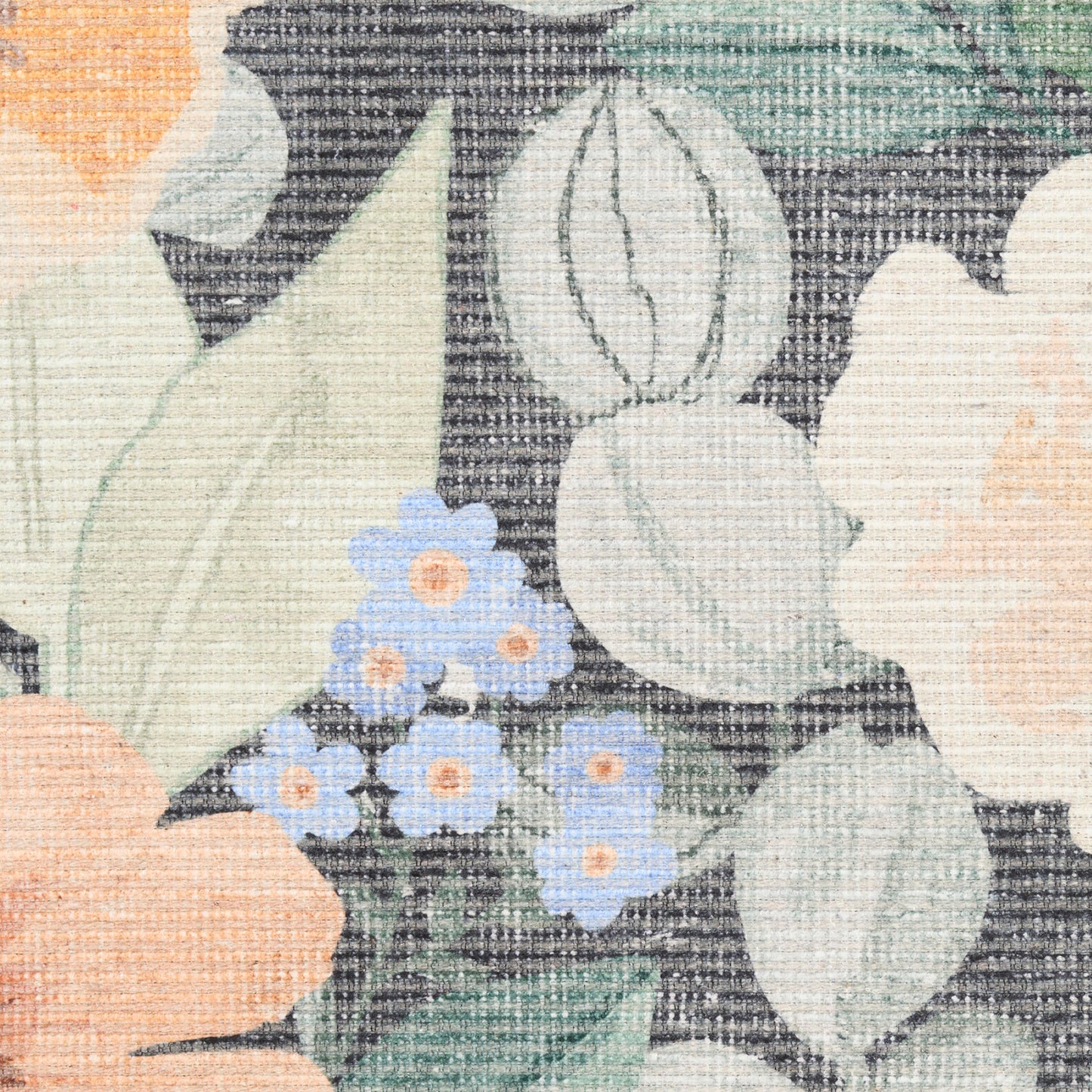 Nourison Botanical Charcoal & Multicolor Machine Washable Rug - Swatch
