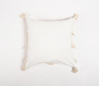 Off White Chevron Cotton (Cover Only) w/ Fringe & Tassels