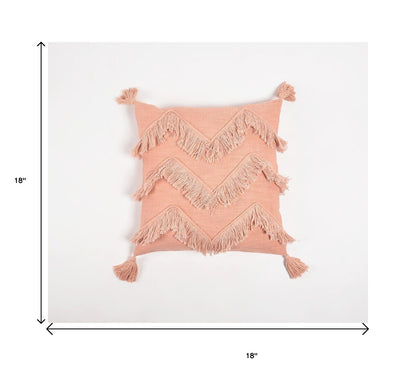 Pink Chevron Cotton (Cover Only) w/ Fringe & Tassels