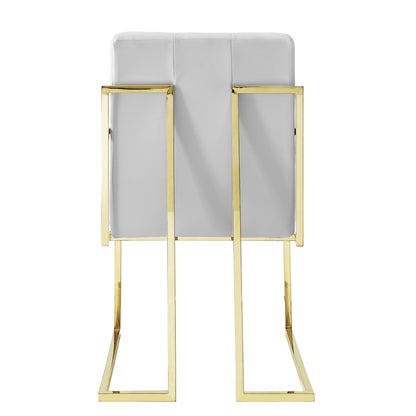 Tufted White & Gold Faux Leather Dining Chairs - Set of 2
