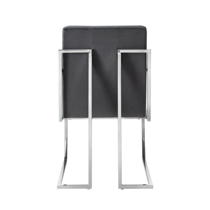 Tufted Gray & Silver Metallic Velvet Dining Chairs - Set of 2