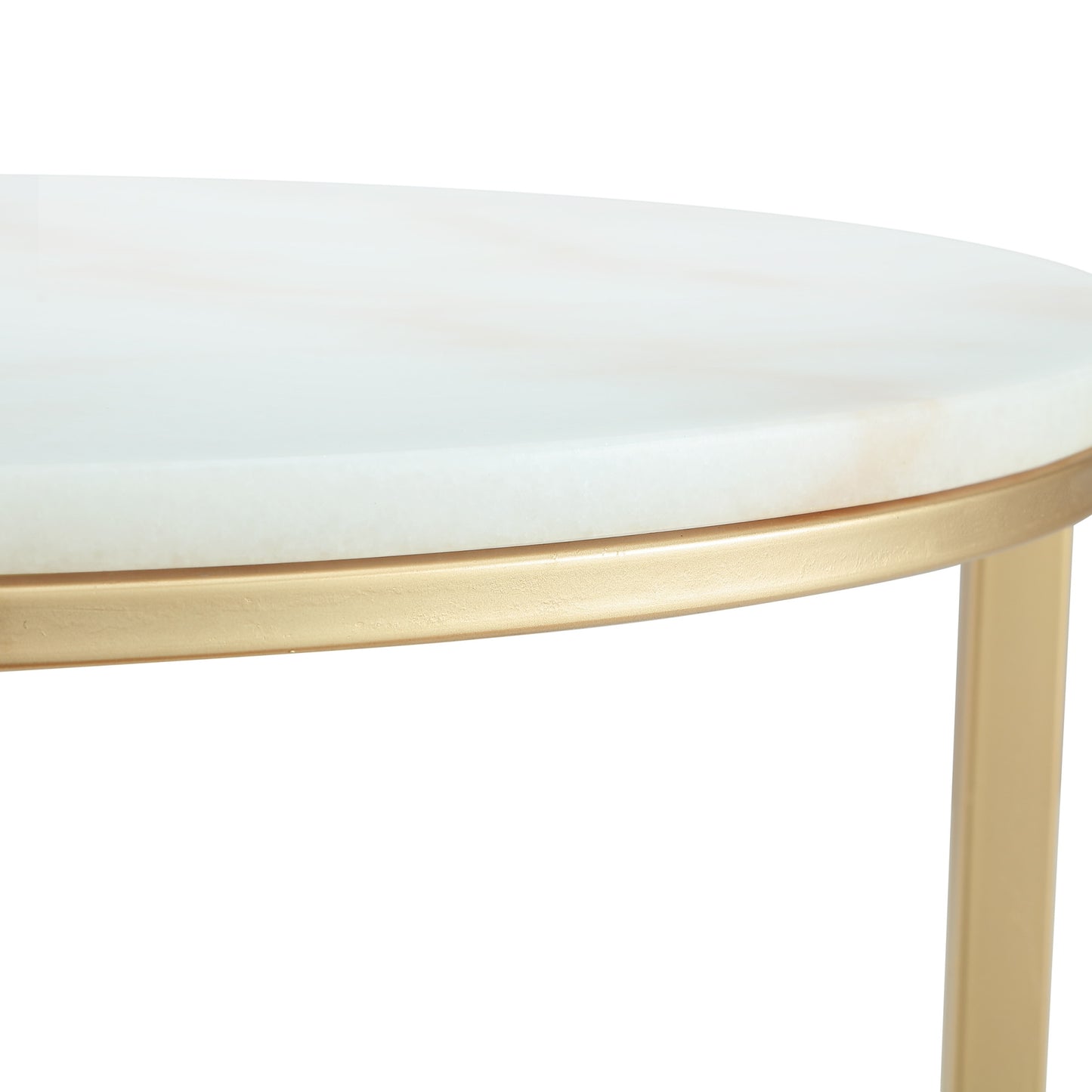 White & Gold Genuine Marble & Iron Round Nesting Tables