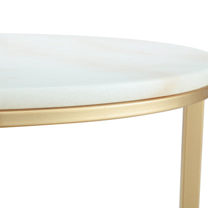 White & Gold Genuine Marble & Iron Round Nesting Tables