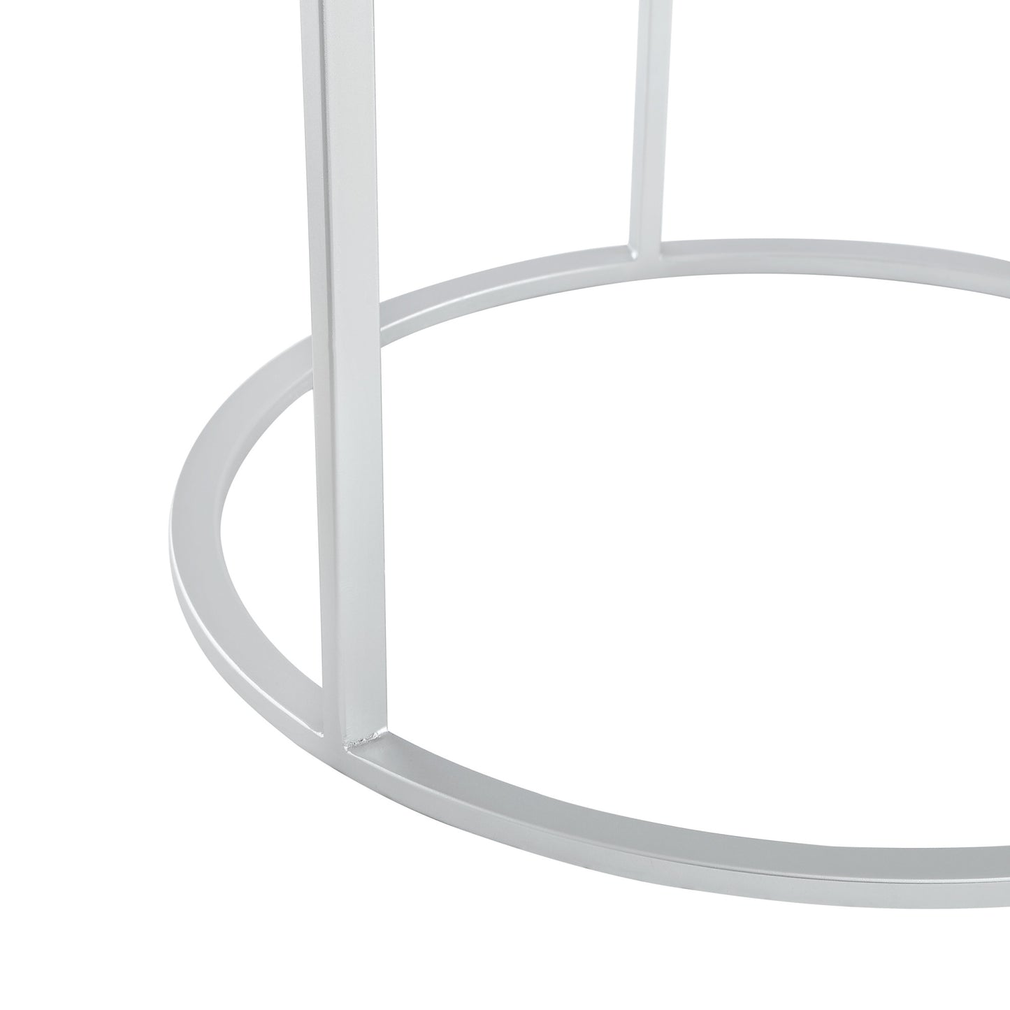 White & Silver Genuine Marble & Iron Round Nesting Tables