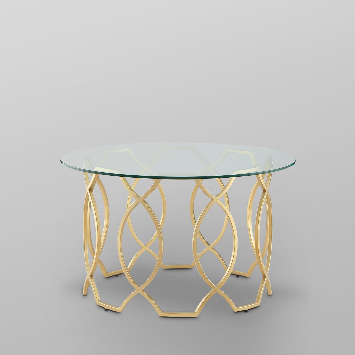 Clear & Gold Glass & Iron Round Coffee Table