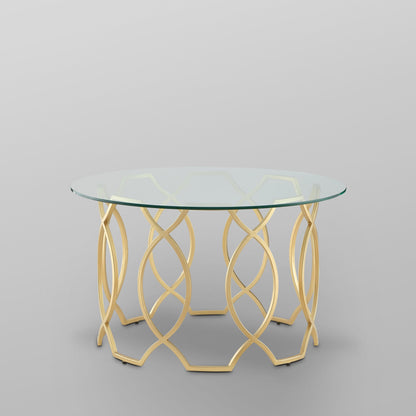Clear & Gold Glass & Iron Round Coffee Table