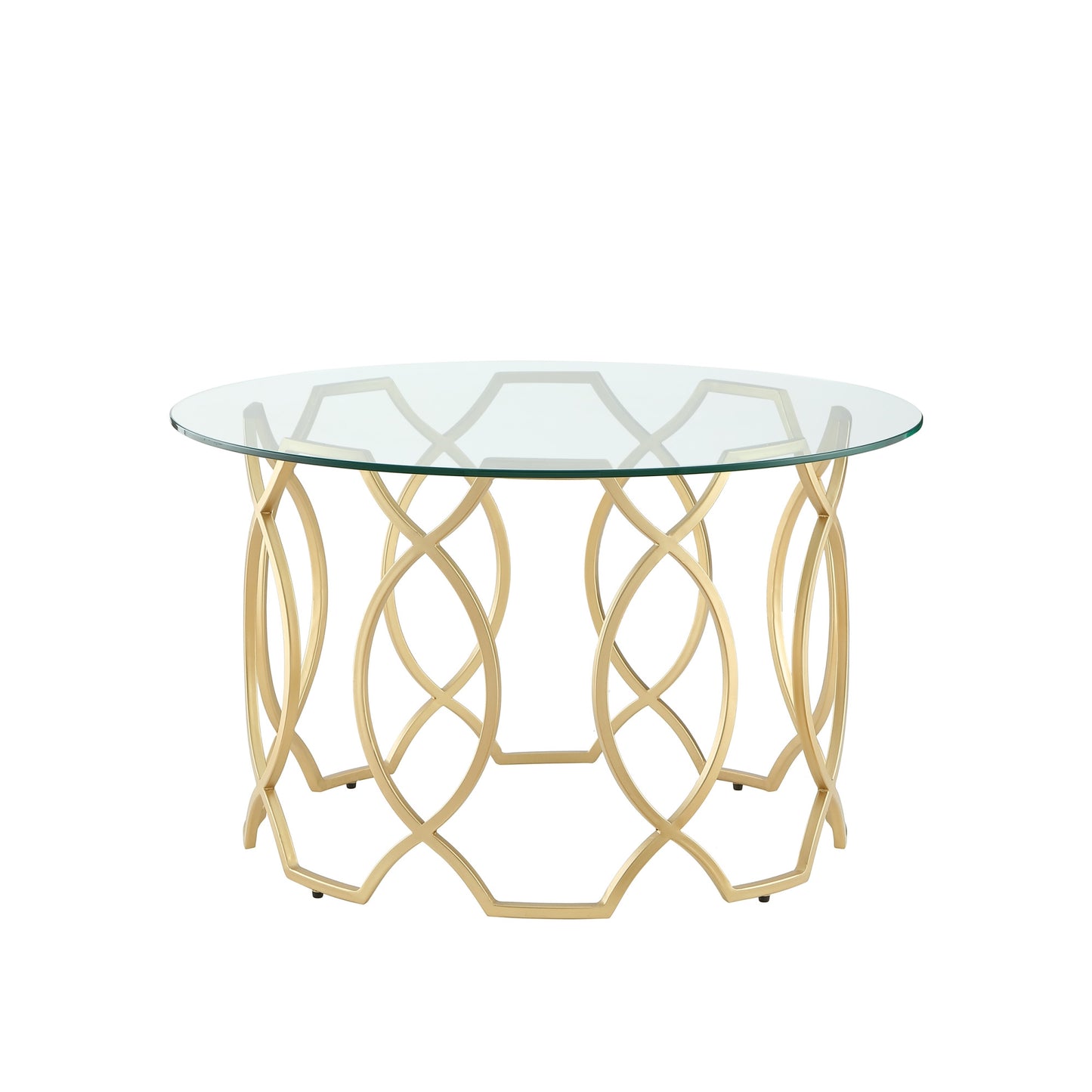 Clear & Gold Glass & Iron Round Coffee Table
