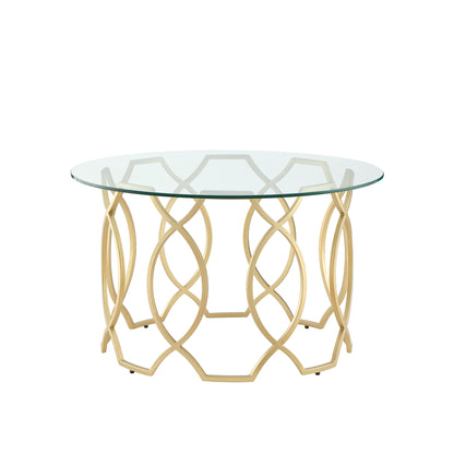Clear & Gold Glass & Iron Round Coffee Table