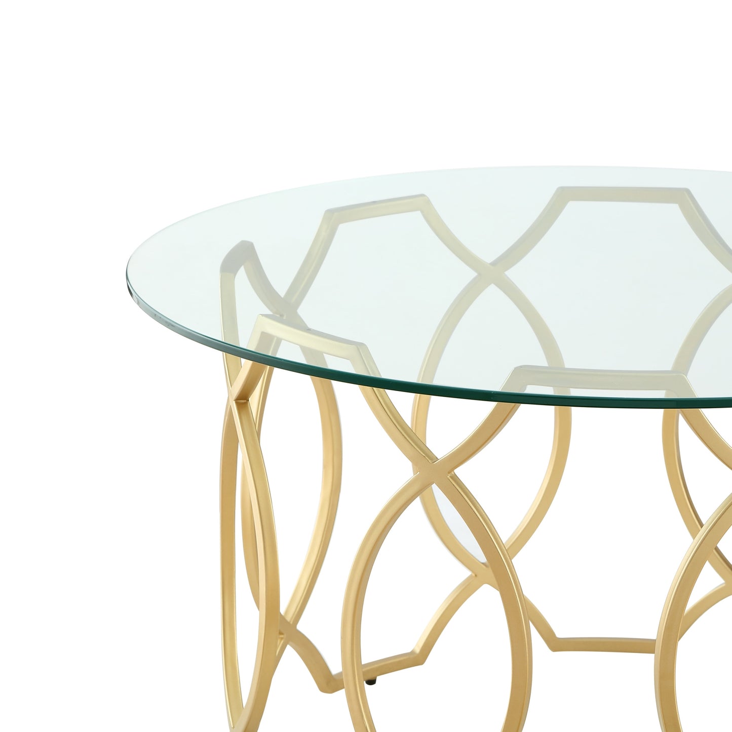 Clear & Gold Glass & Iron Round Coffee Table