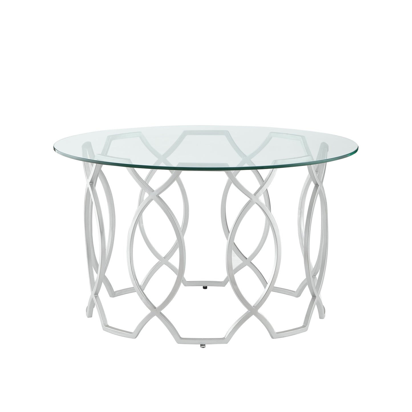 Clear & Silver Glass & Iron Round Coffee Table