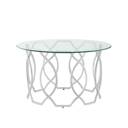 Clear & Silver Glass & Iron Round Coffee Table