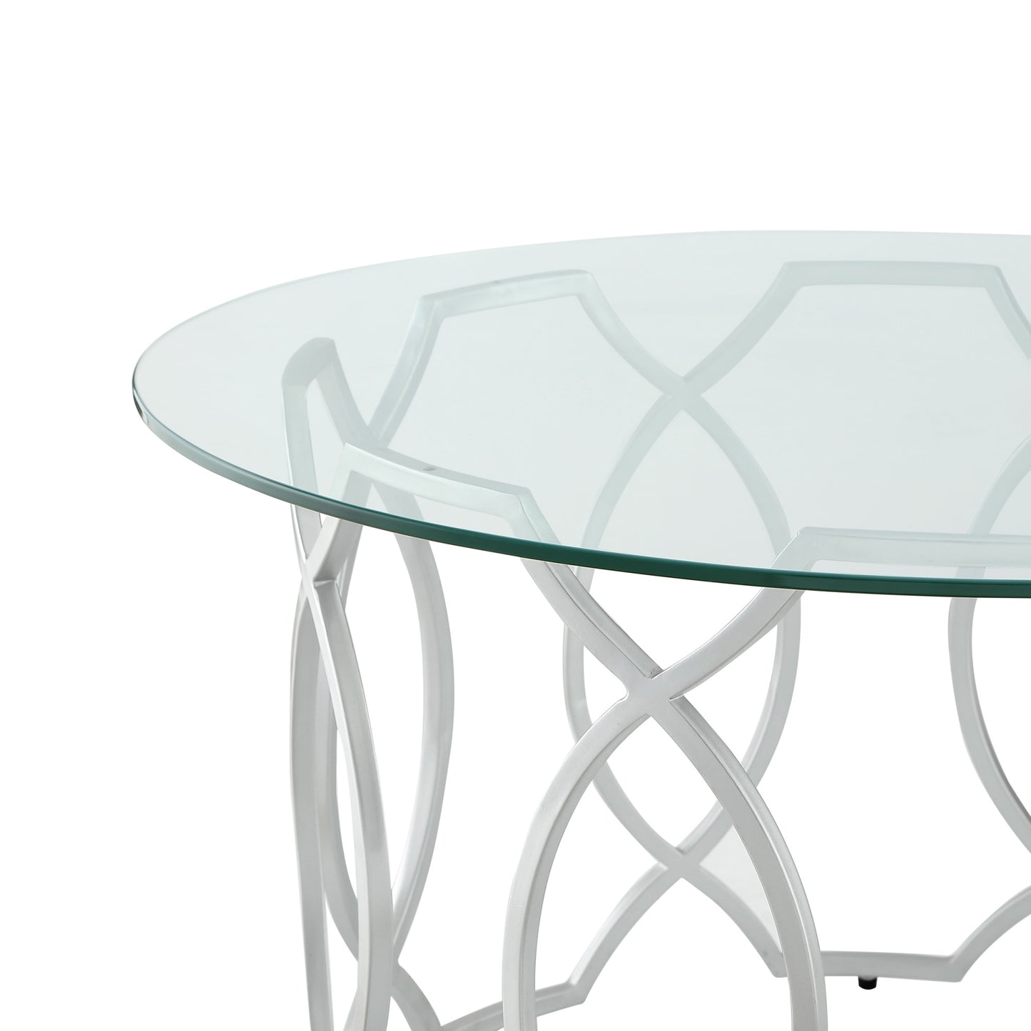 Clear & Silver Glass & Iron Round Coffee Table
