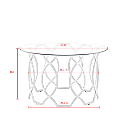 Clear & Silver Glass & Iron Round Coffee Table