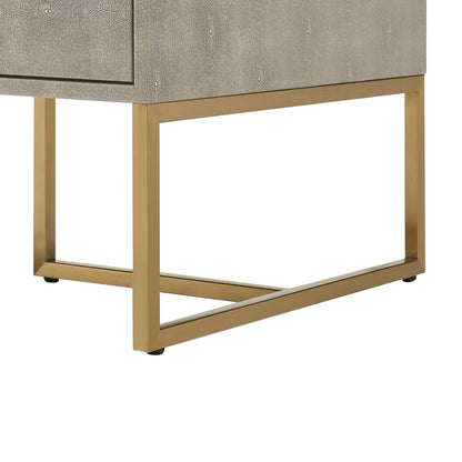 Cream & Gold Stainless Steel Coffee Table w/ 2 Drawers