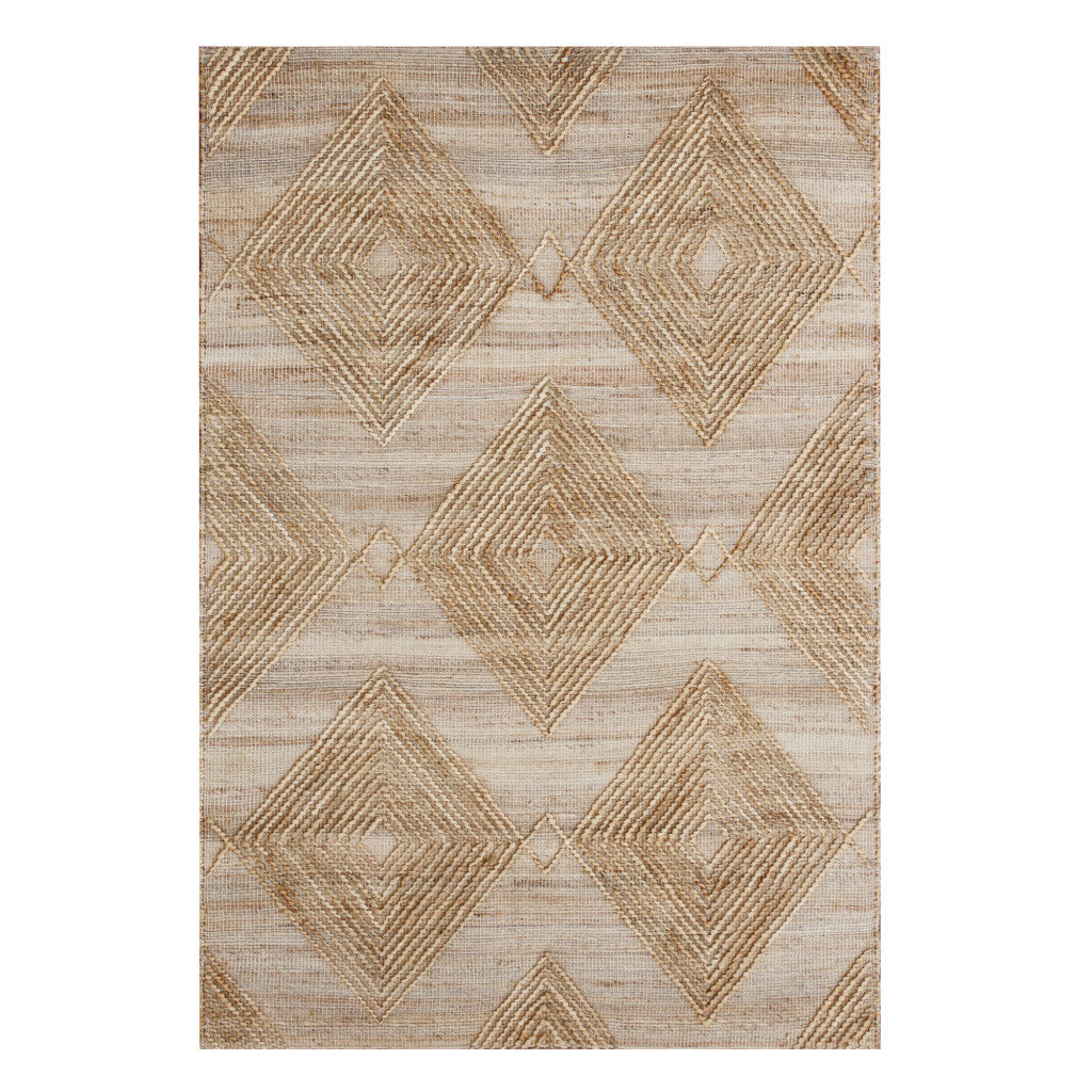 8 x 10 Brown Geometric Hand Woven Rug