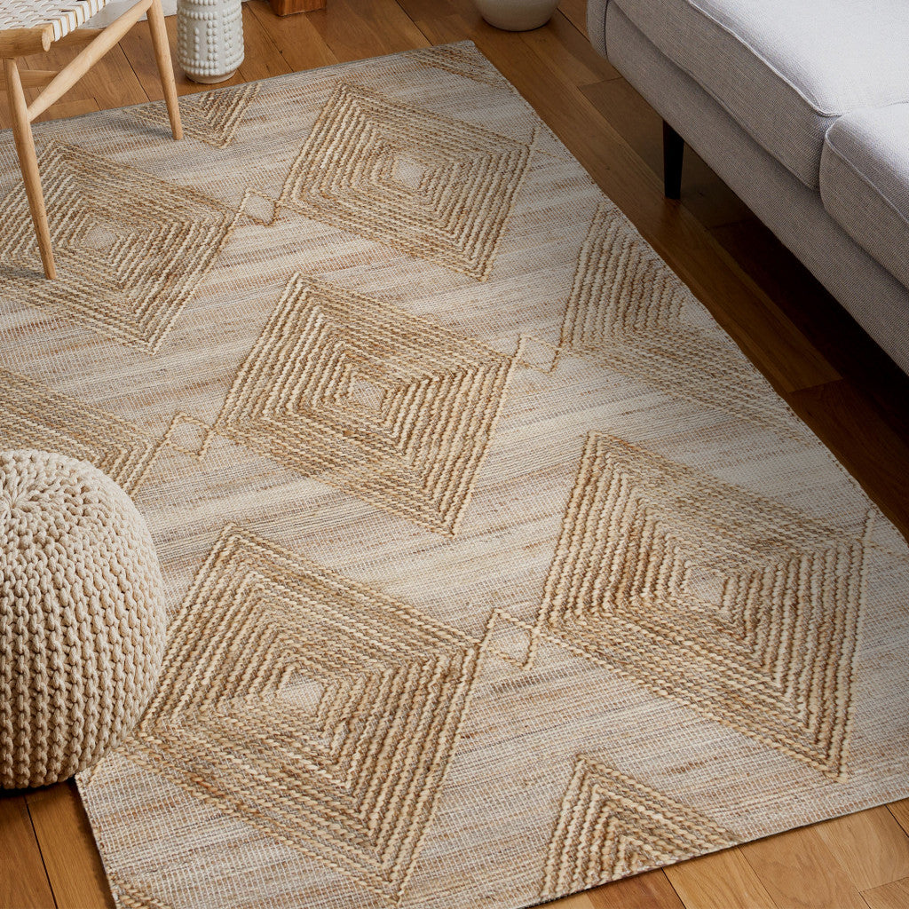 8 x 10 Brown Geometric Hand Woven Rug