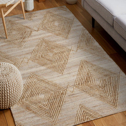 8 x 10 Brown Geometric Hand Woven Rug