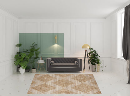 8 x 10 Brown Geometric Hand Woven Rug