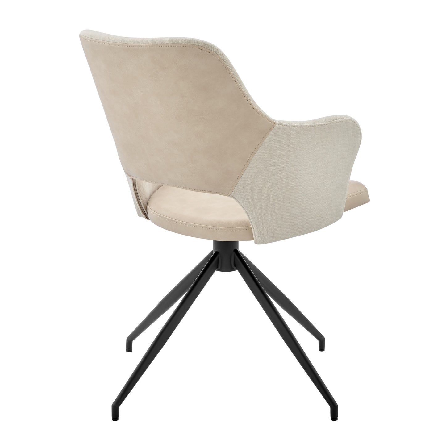 Beige & Black Fabric & Faux Leather Dining Chair