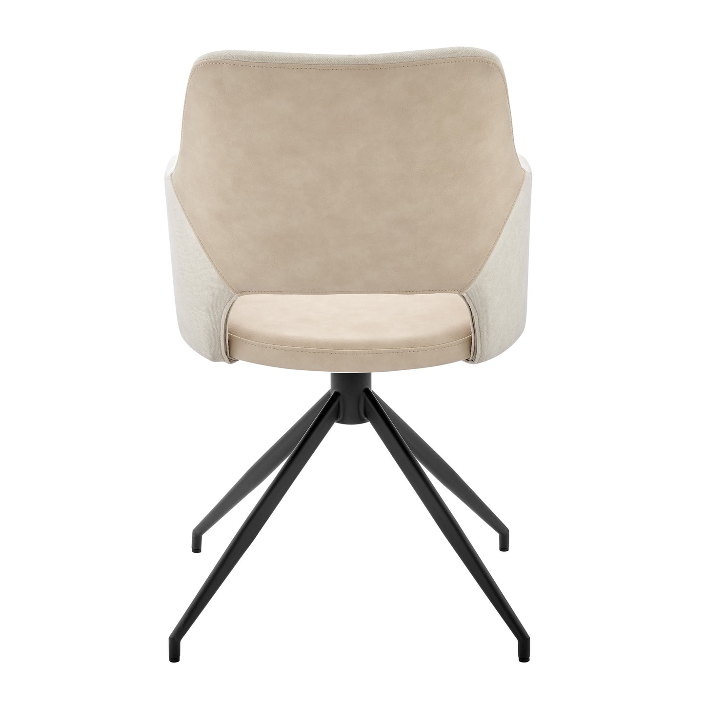 Beige & Black Fabric & Faux Leather Dining Chair