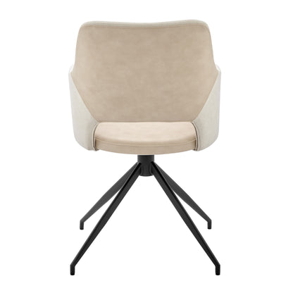Beige & Black Fabric & Faux Leather Dining Chair