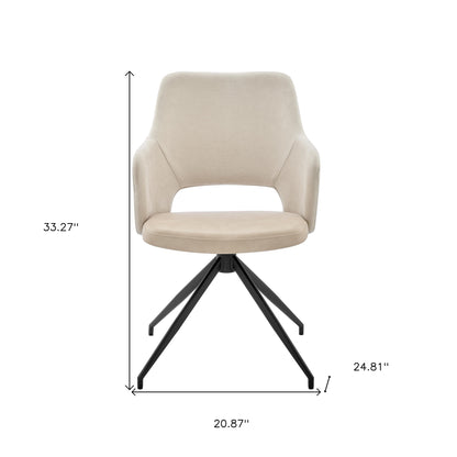 Beige & Black Fabric & Faux Leather Dining Chair