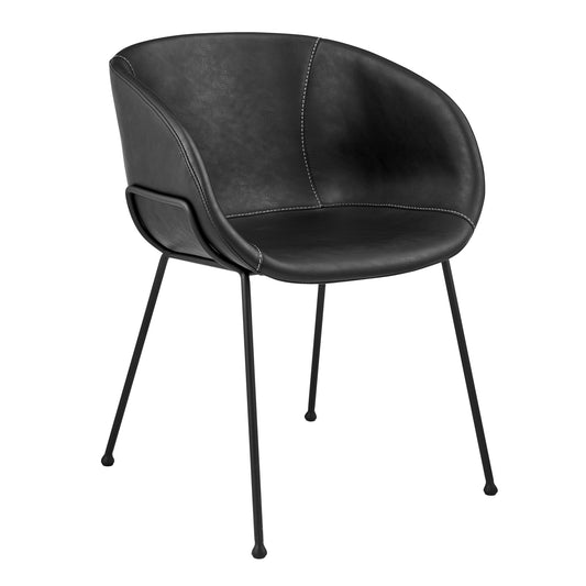 Black Faux Leather Dining Chairs - Set of 2