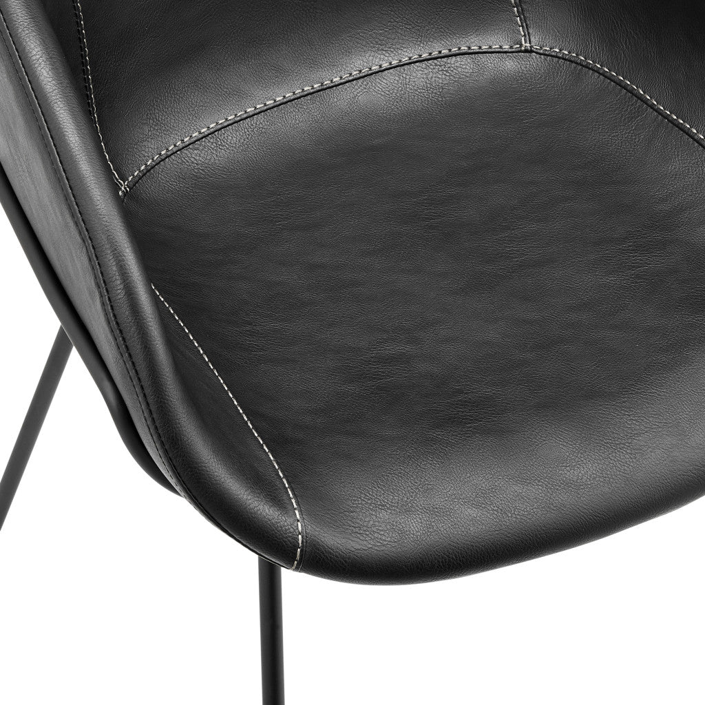 Black Faux Leather Dining Chairs - Set of 2