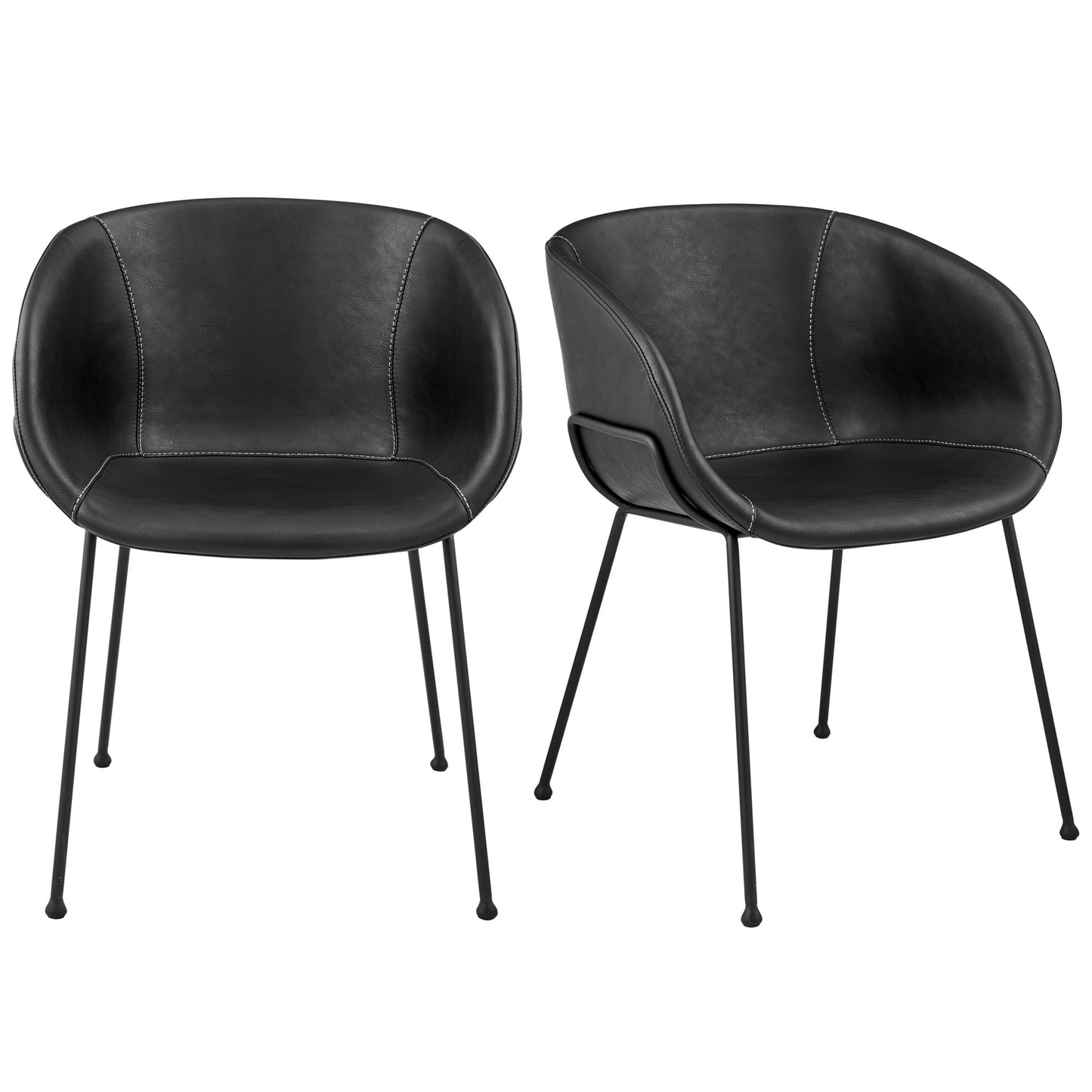 Black Faux Leather Dining Chairs - Set of 2