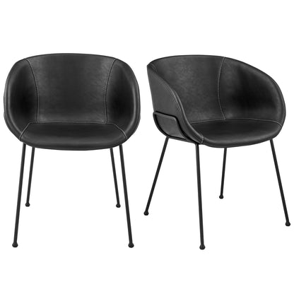 Black Faux Leather Dining Chairs - Set of 2