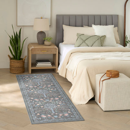 Nourison Botanical Charcoal & Multicolor Machine Washable Rug - Room Scene