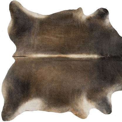 5 x 7 Dark Brown Cowhide Hand Knotted Rug