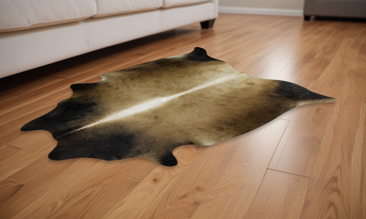 5 x 7 Tan Genuine Cowhide Hand Knotted Rug