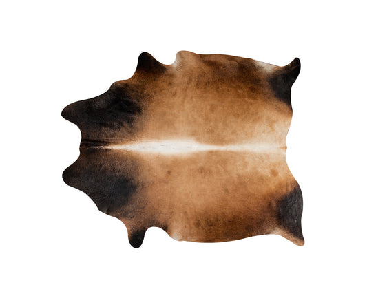 5 x 7 Dark Brown & Tan Genuine Cowhide Hand Knotted Rug