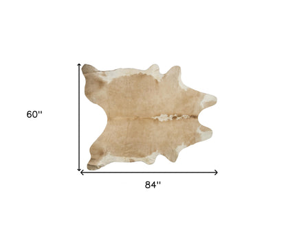 5 x 7 Brown & White Cowhide Hand Knotted Rug